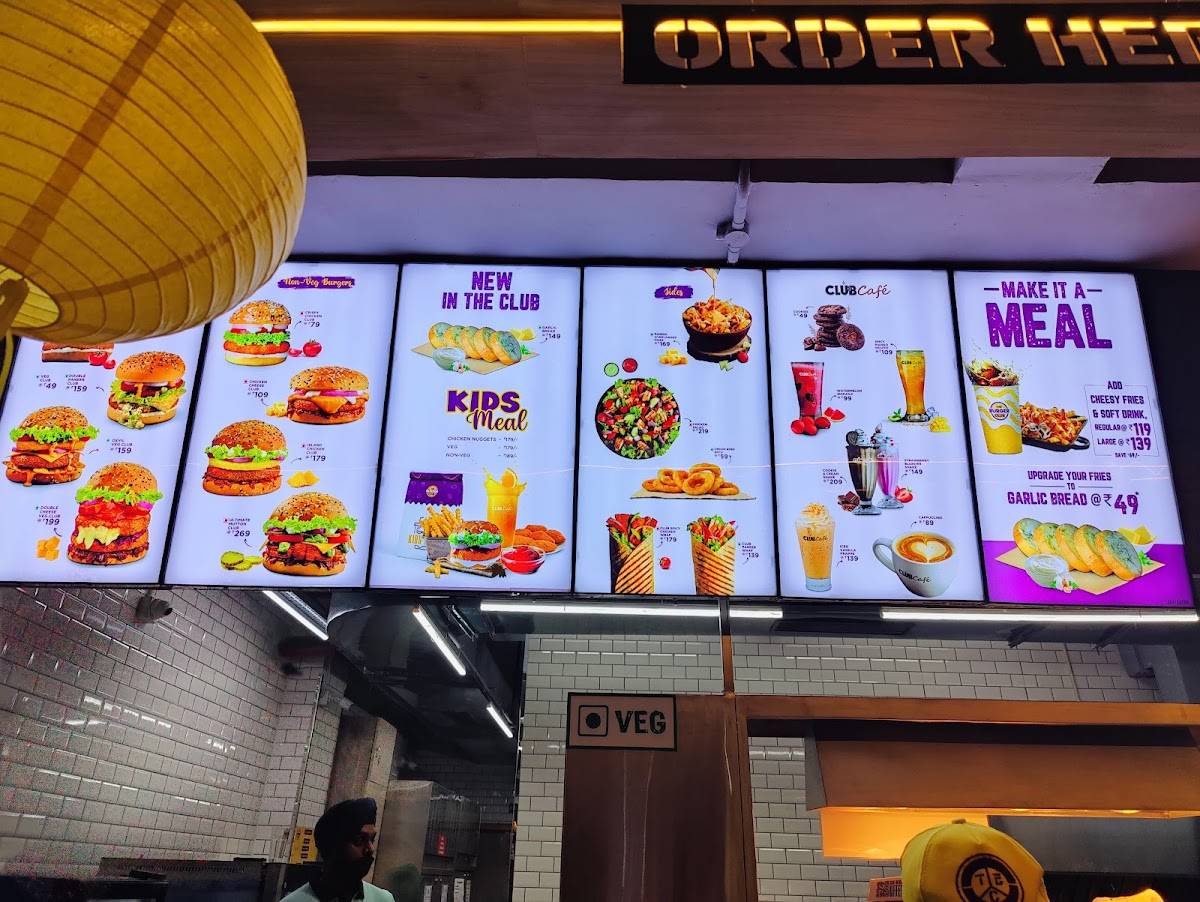 Menu at The Burger Club, Amritsar