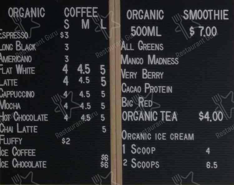 Love Organics menu