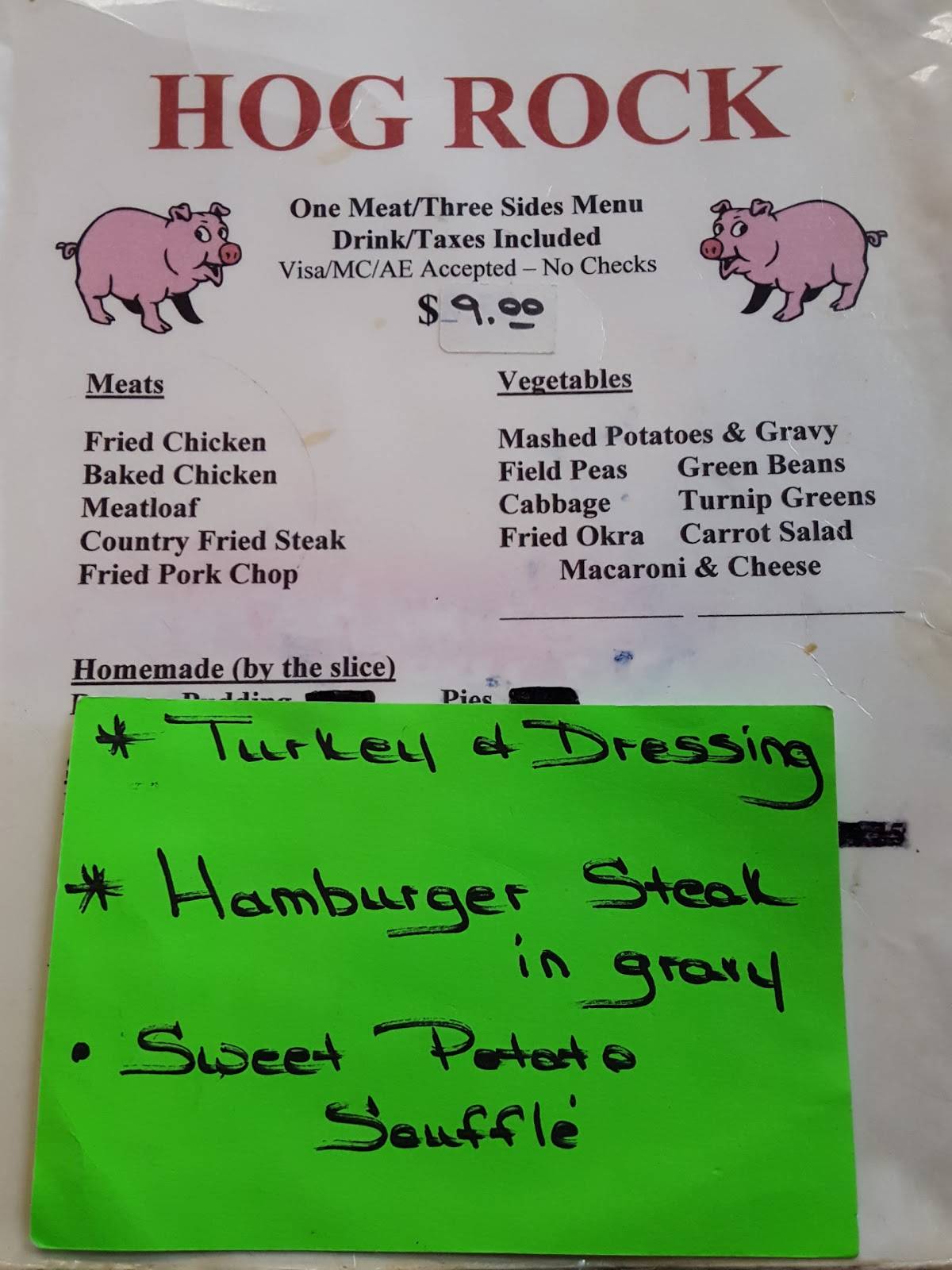 Menu At Hog Rock Bar-B-Q, Wetumpka