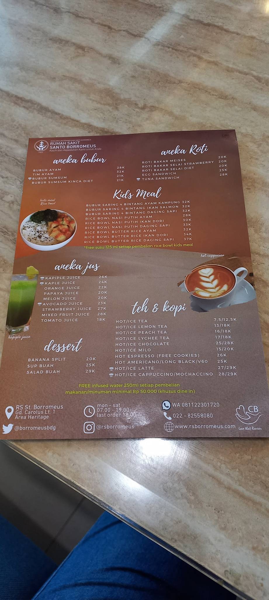 Menu at Dago 100 Canteen restaurant, Bandung