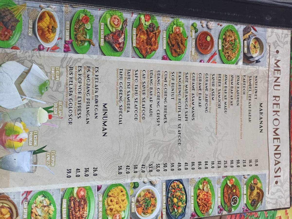 Menu At Restoran Sunda Alam Sari Deltamas Restaurant Bekasi Regency