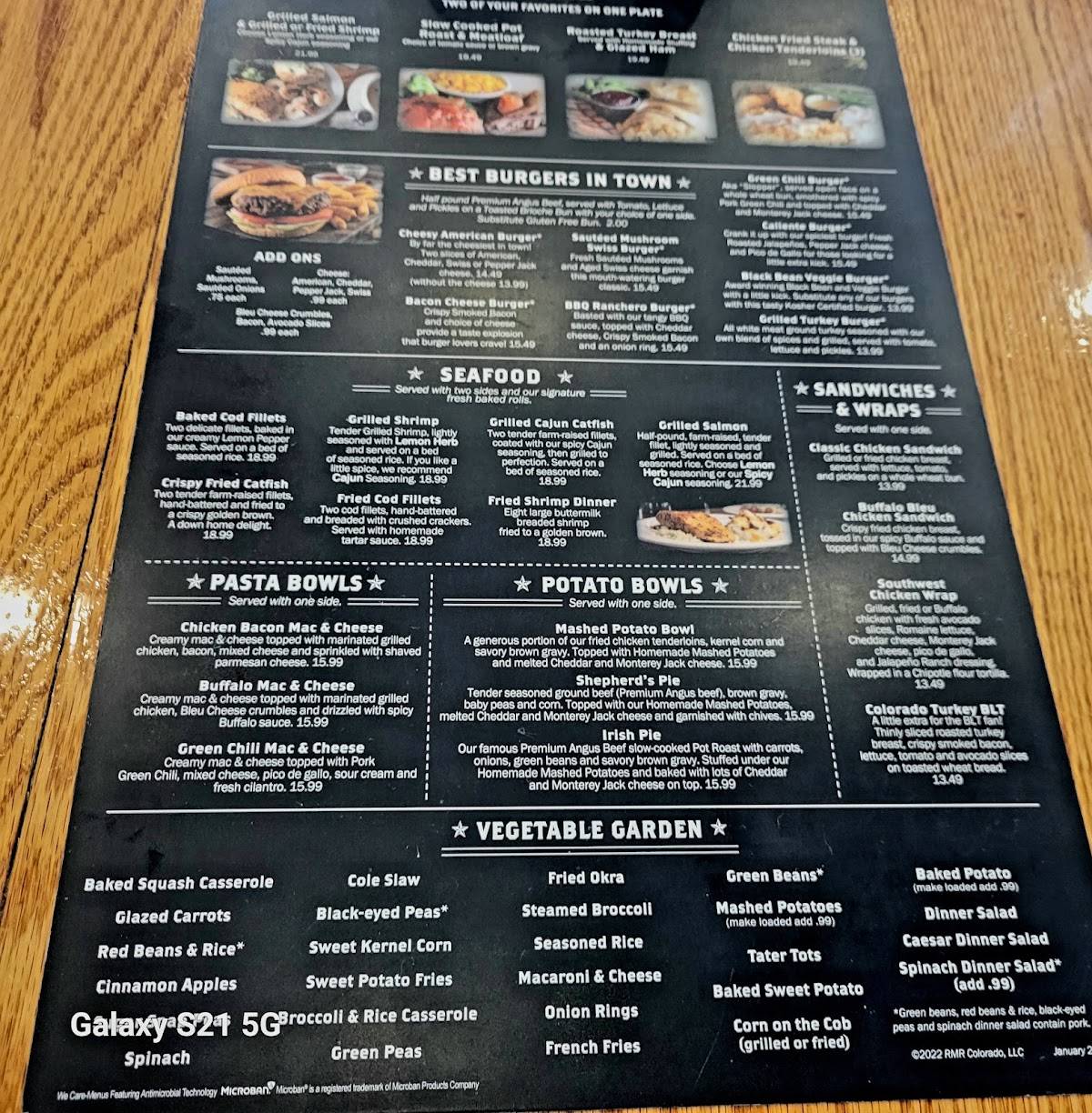 Menu at Blackeyed Pea restaurant, Colorado Springs, 887 N Academy Blvd