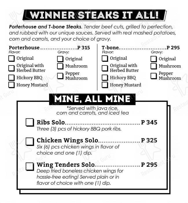 Menu at Blake’s Wings & Steaks - Legazpi Village restaurant, Makati ...