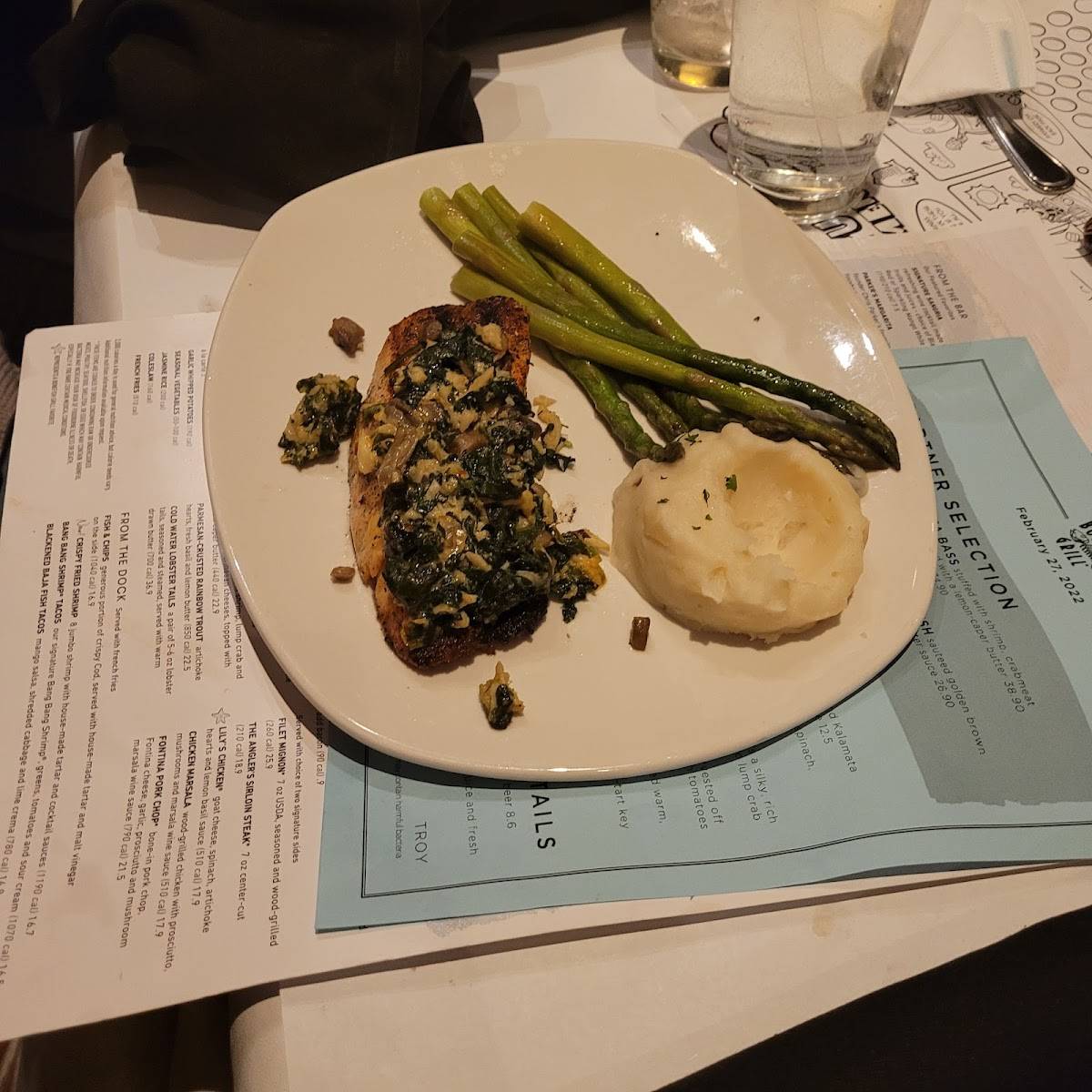 Menu at Bonefish Grill restaurant, Troy
