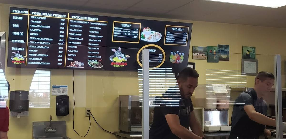 Menu at Burritos California fast food, Brainerd