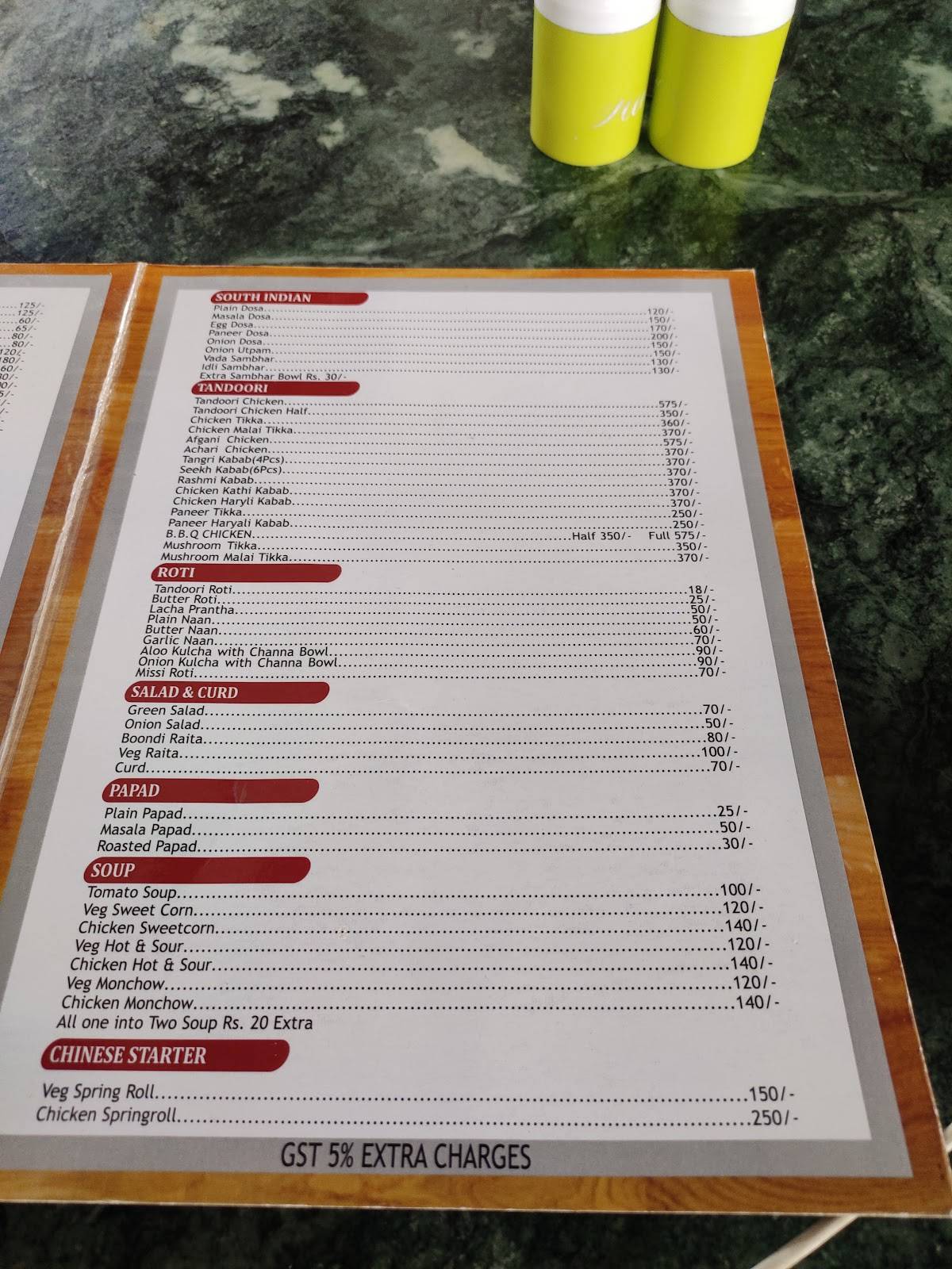 Menu at Café dalhousie diaries, Dalhousie