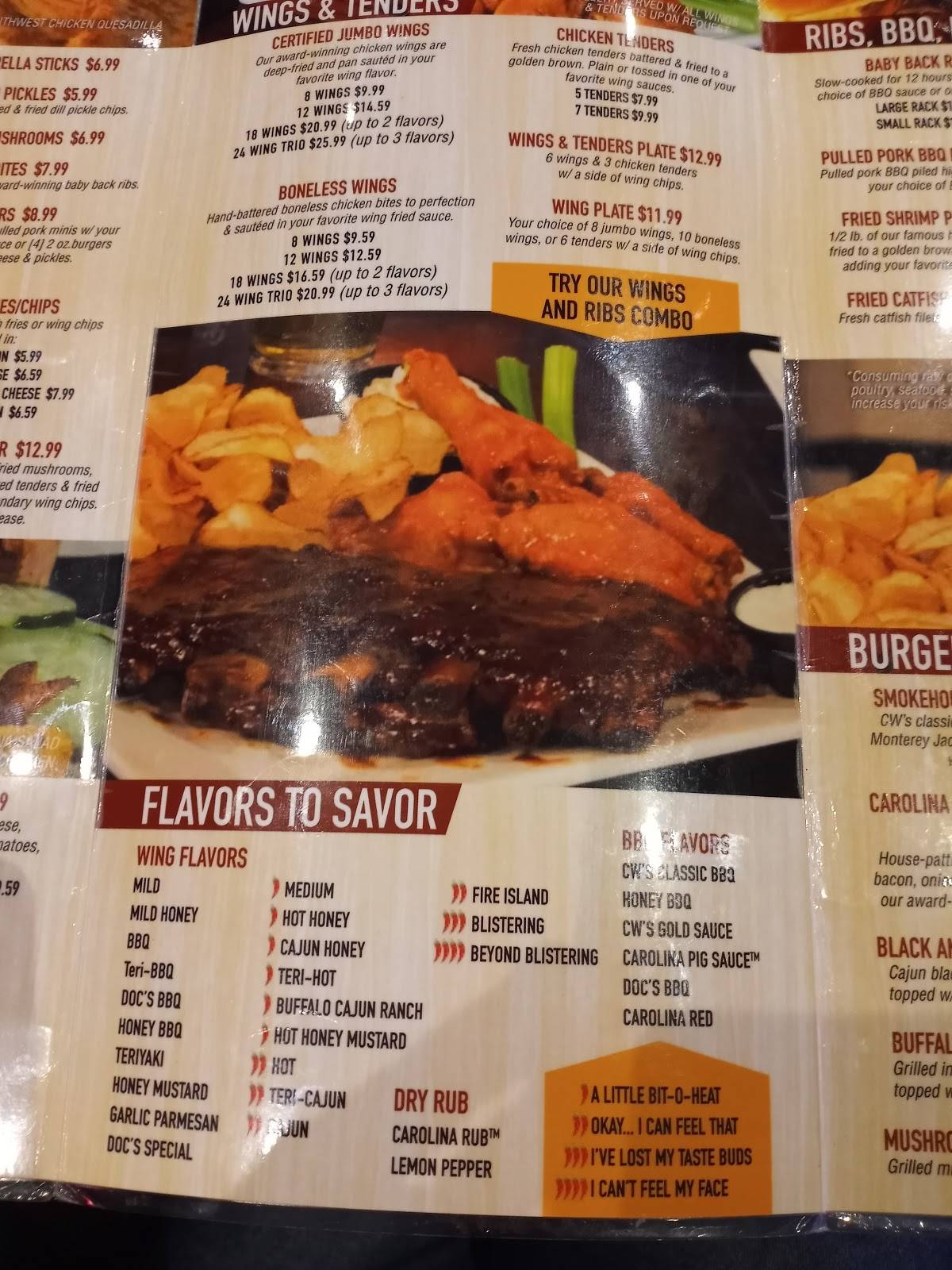 Menu at Carolina Wings & Rib House restaurant, Lexington, S Lake Dr