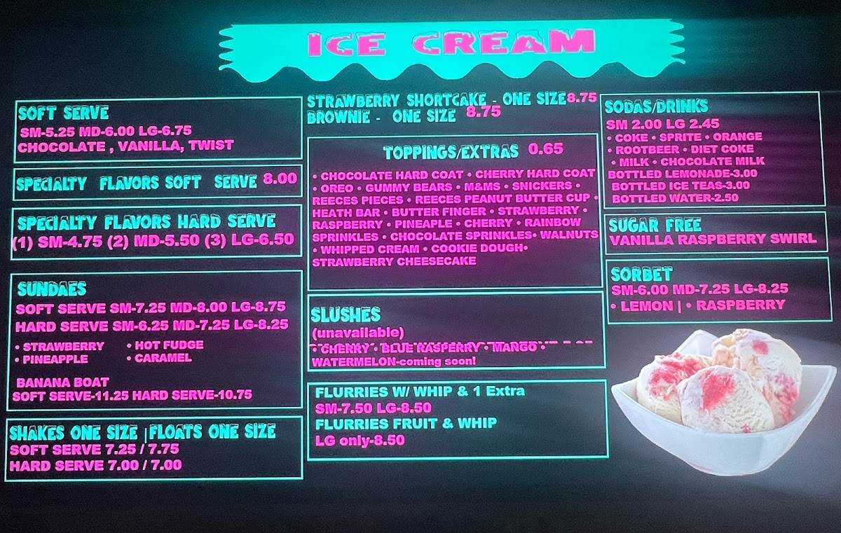 Menu at Carol's Dairy Bar, Fitchburg
