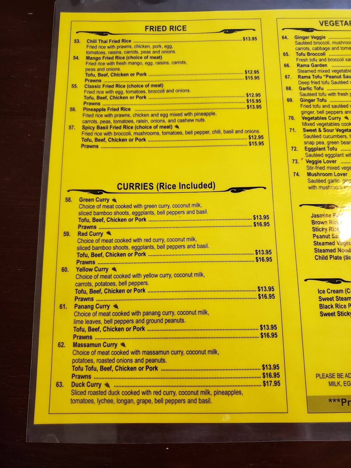 Carta del restaurante Chili Thai Silverdale, Silverdale