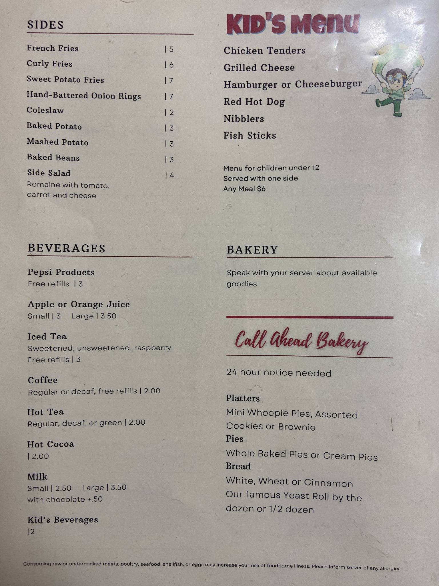 Menu at Countryside Restaurant, Corinth, 98 Main St