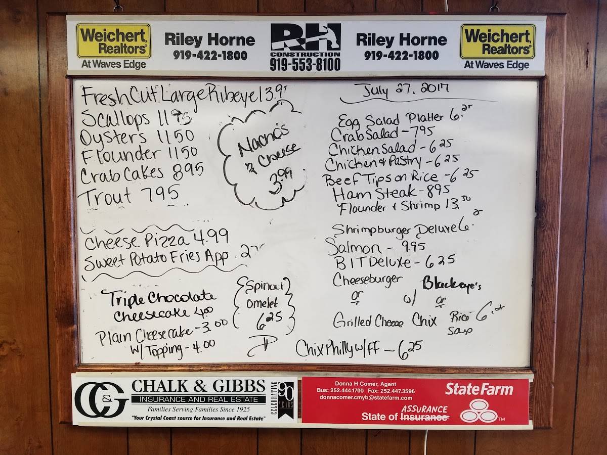 Menu at Cox Family Restaurant, Morehead City