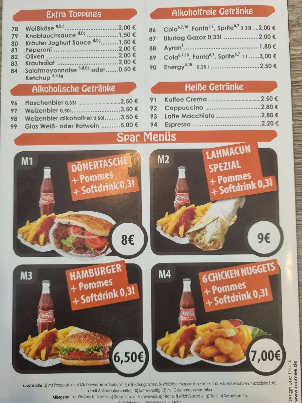 Speisekarte von Döner King Imbiss Eiscafé restaurant Langenberg