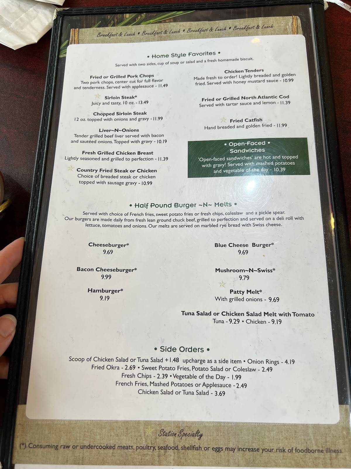 Menu at Davenport Diner restaurant, Davenport, US Hwy 27