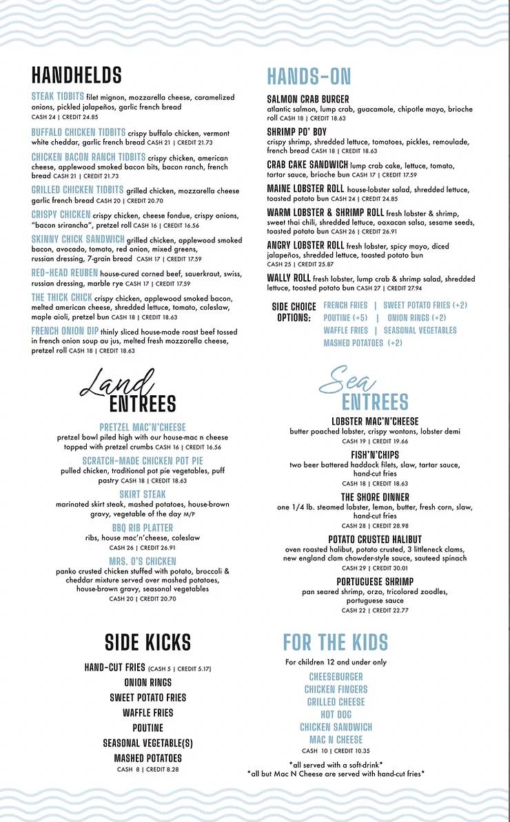 Menu at EGP Land & Sea restaurant, Island Park