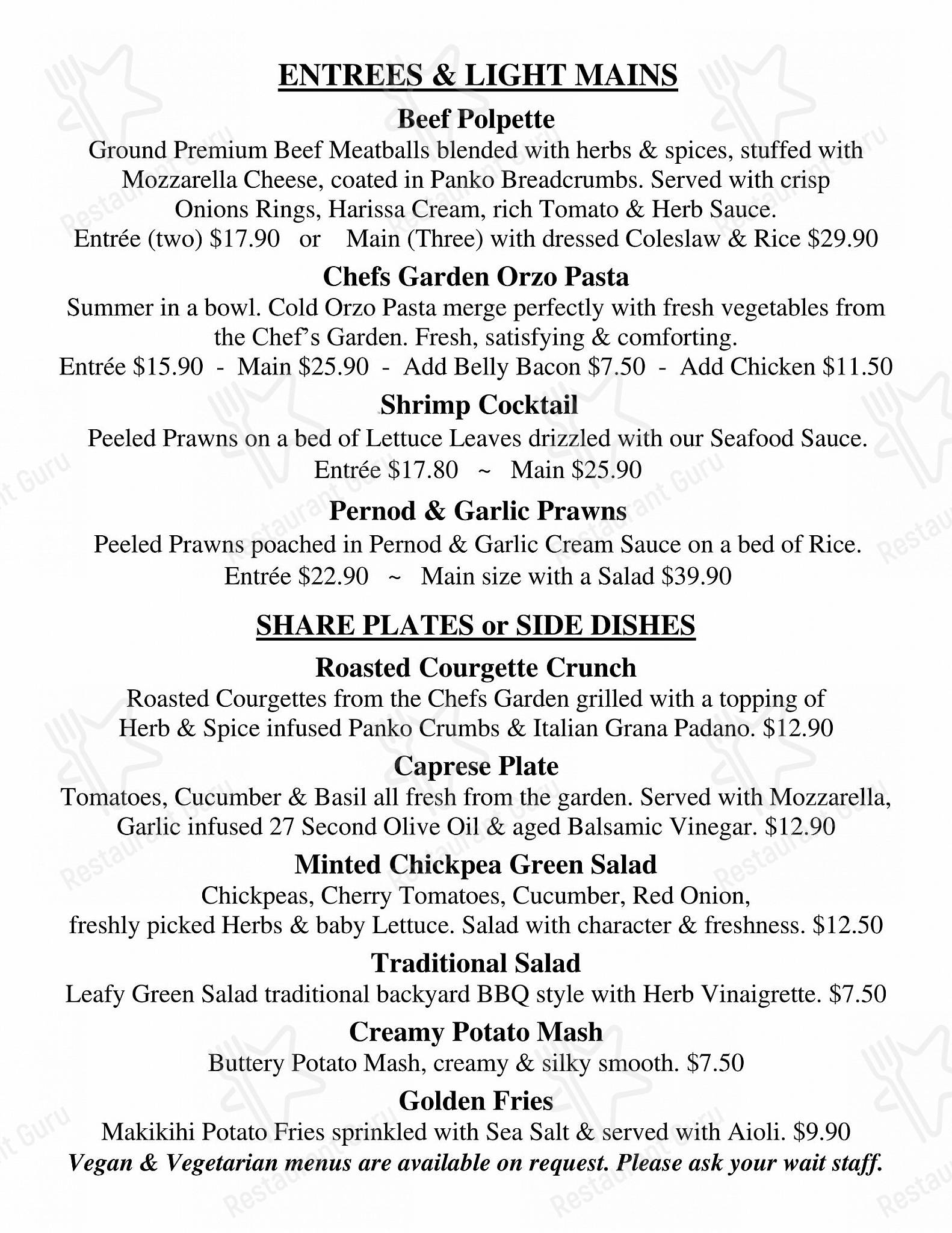 Menu at Elegance at 148 on Elles Restaurant, Invercargill