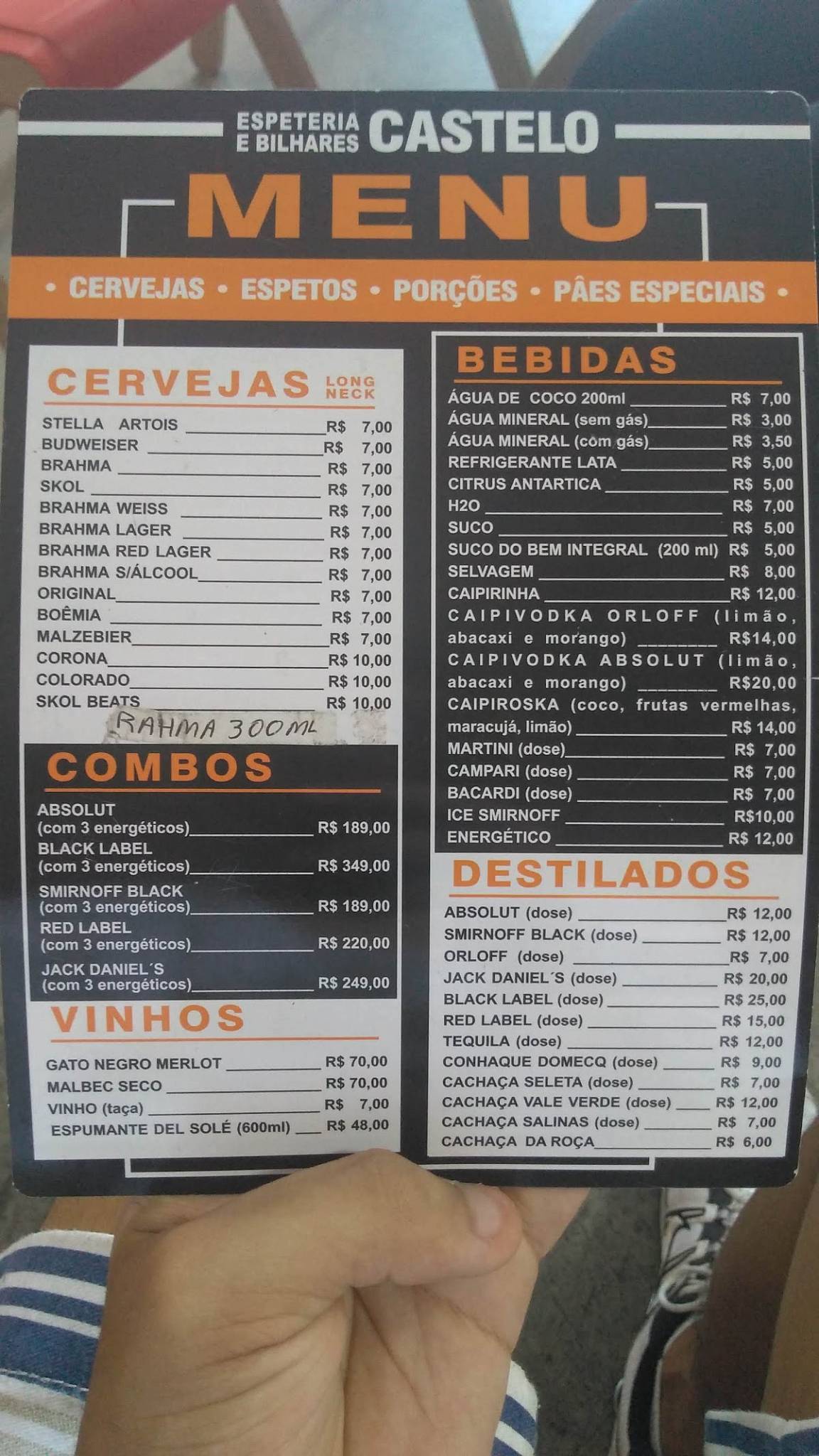 Menu Em Espeteria E Bilhares Castelo Pub Bar Belo Horizonte