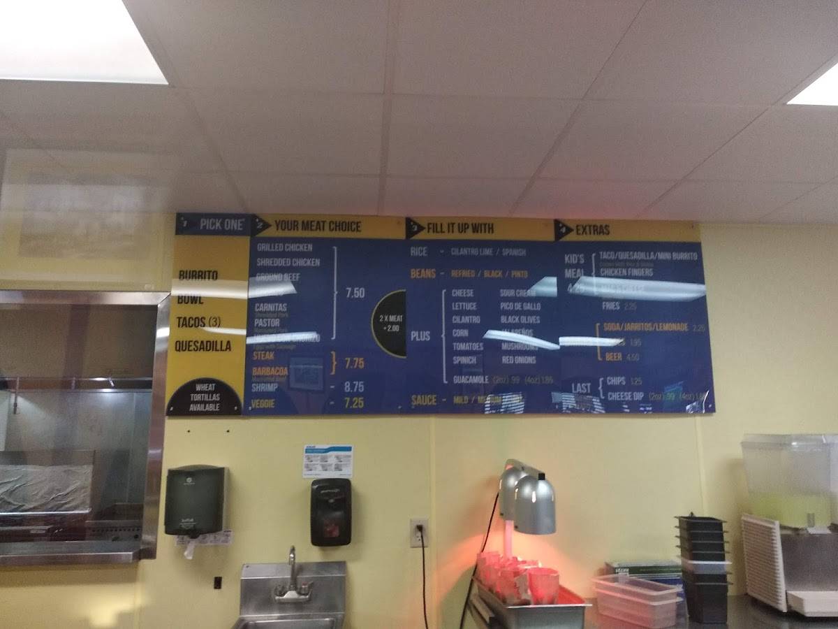 Menu at Burritos California fast food, Brainerd