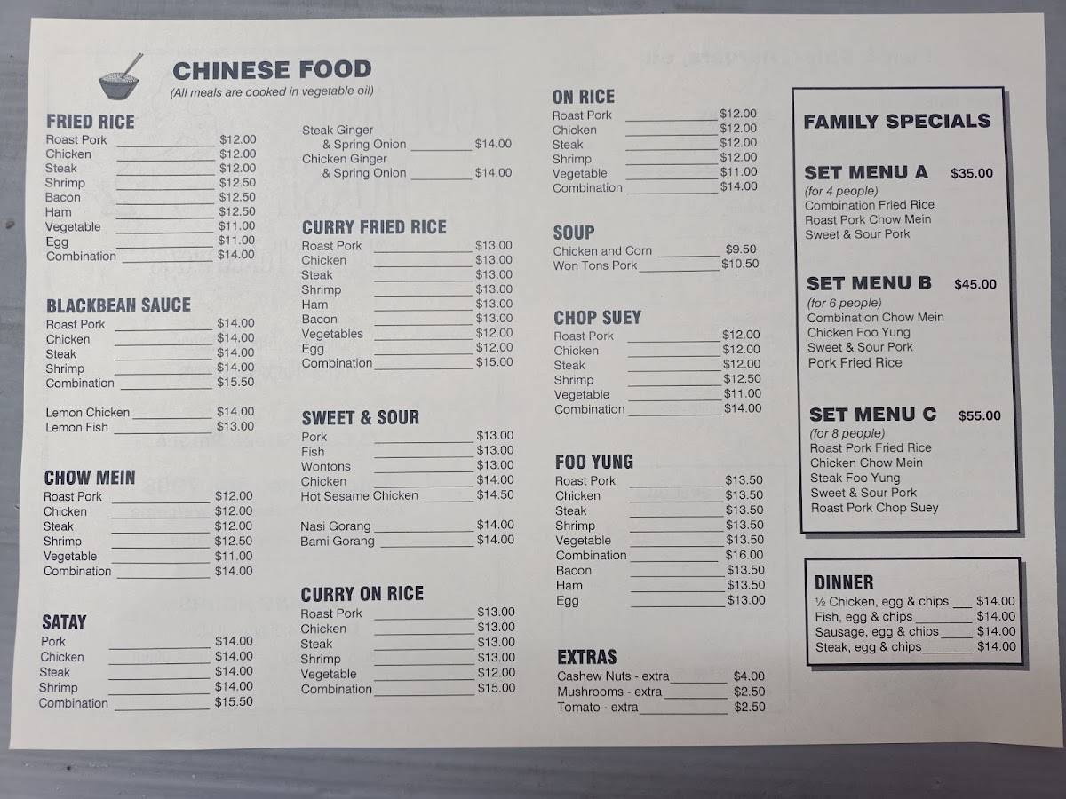 Menu at Golden Horse Takeaway restaurant, Lower Hutt