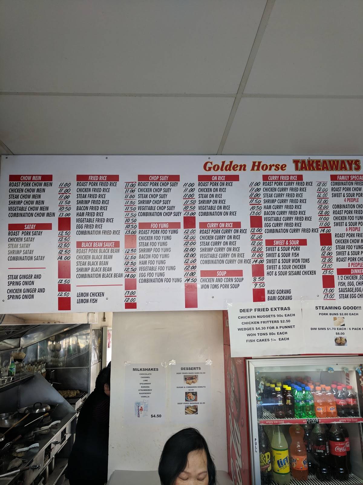 Menu at Golden Horse Takeaway restaurant, Lower Hutt
