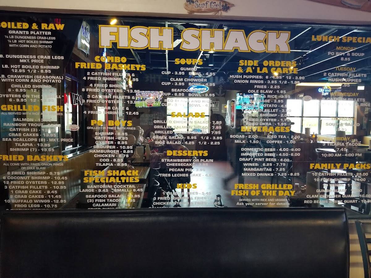 Menu at Fish Shack restaurant, Richardson