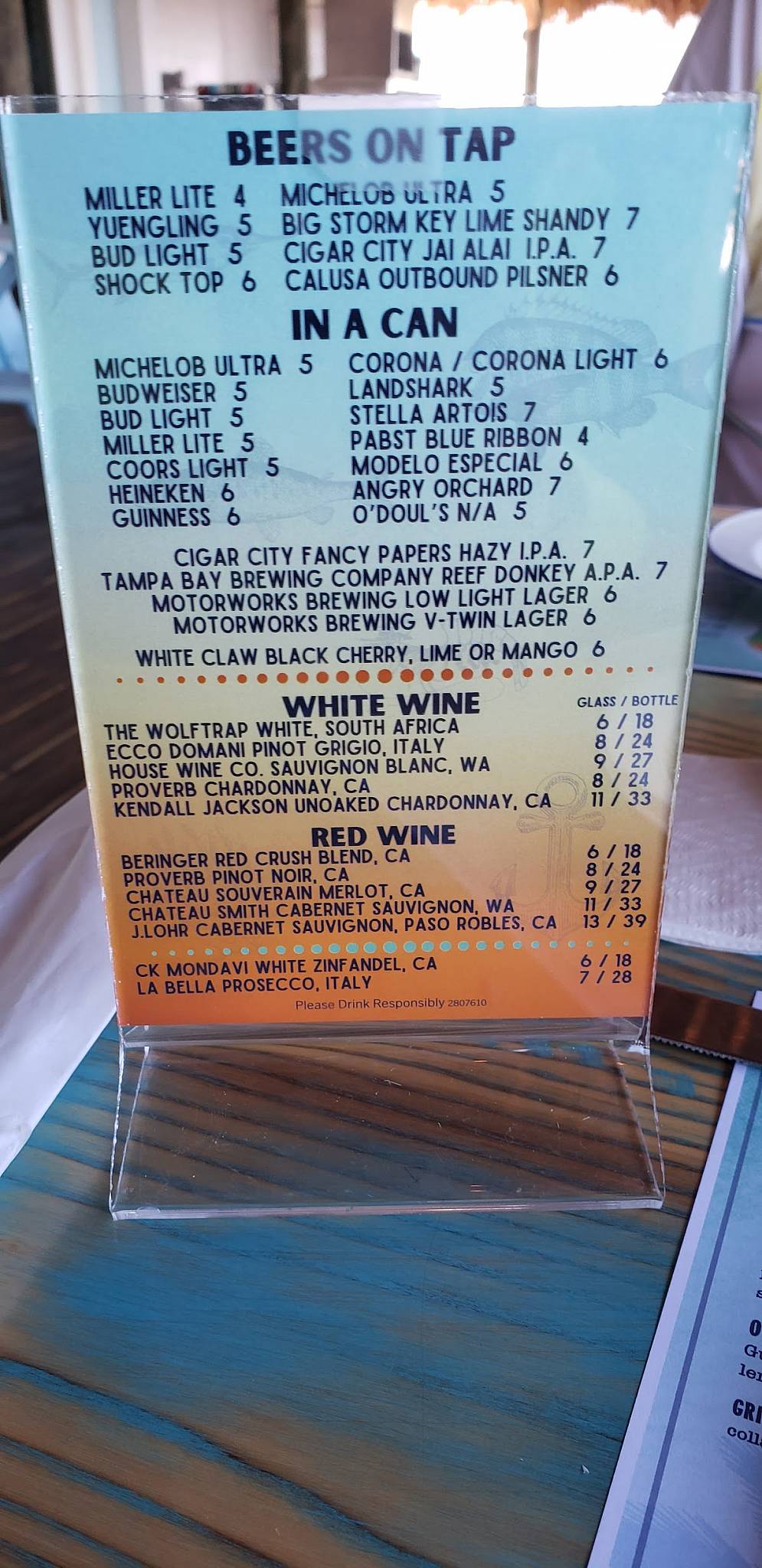 Menu at Floridays Woodfire Grill & Bar, Bradenton