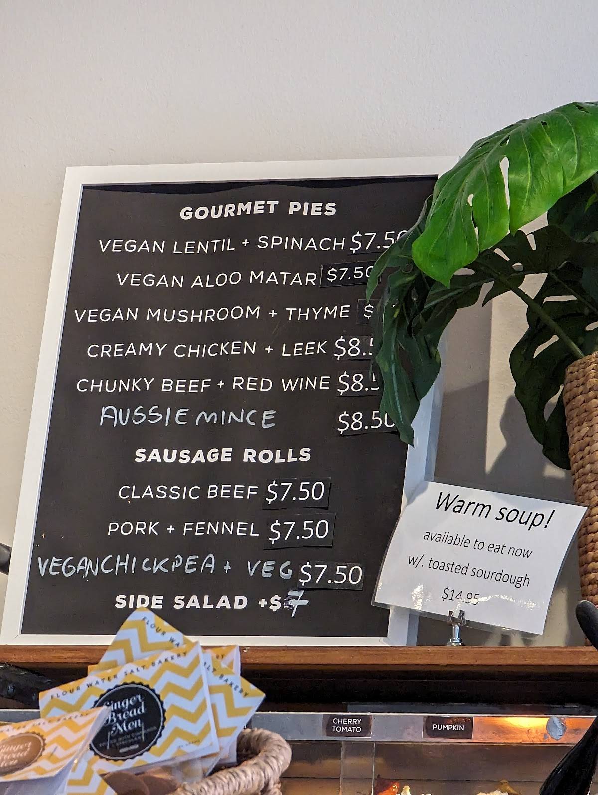 Menu at Flour Water Salt cafe, Kiama