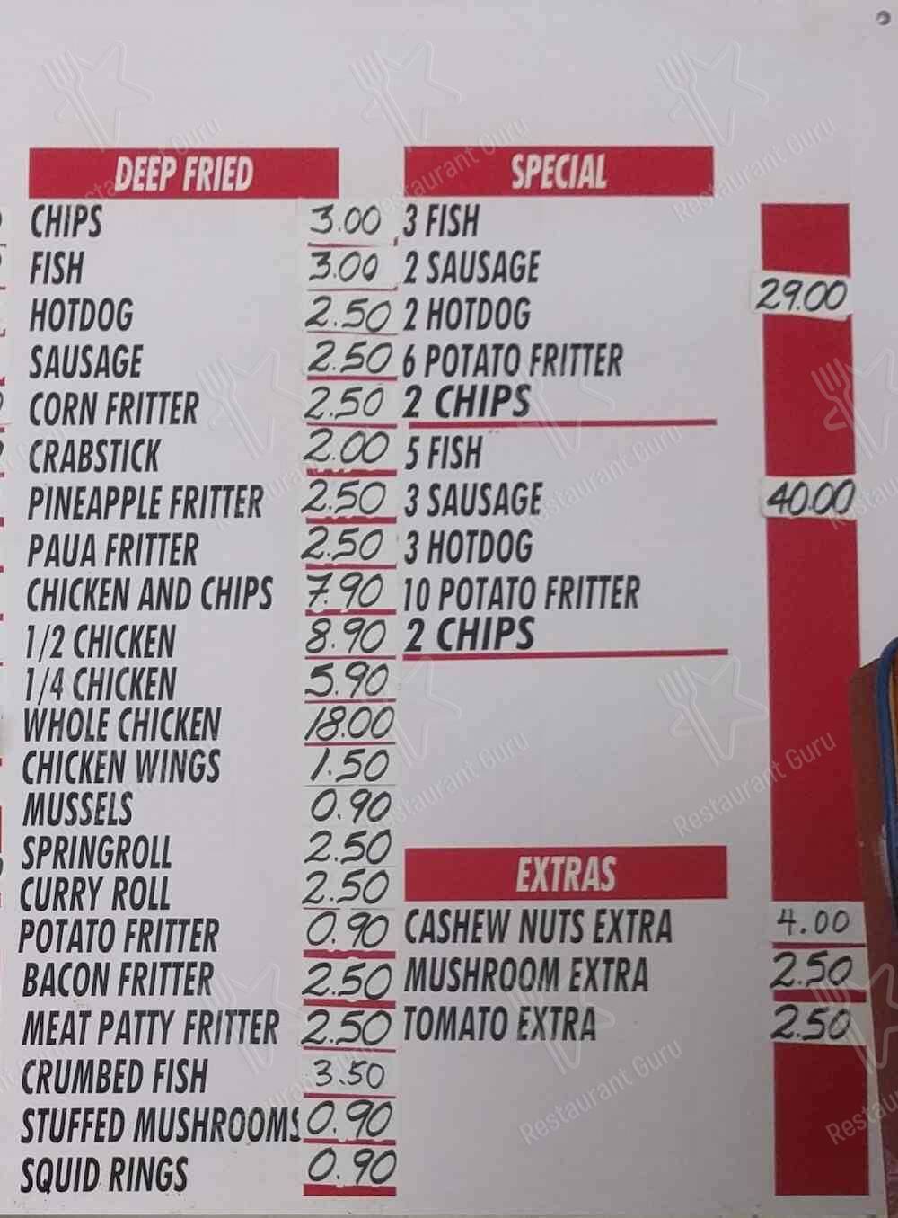 Menu at Golden Horse Takeaway restaurant, Lower Hutt