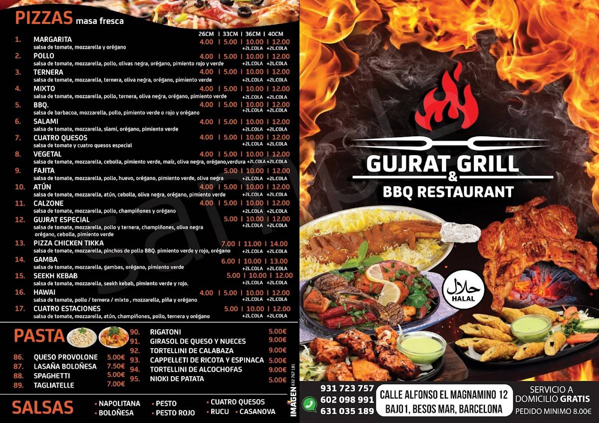 Menu at Gujrat Grill BBQ Restaurant, Barcelona