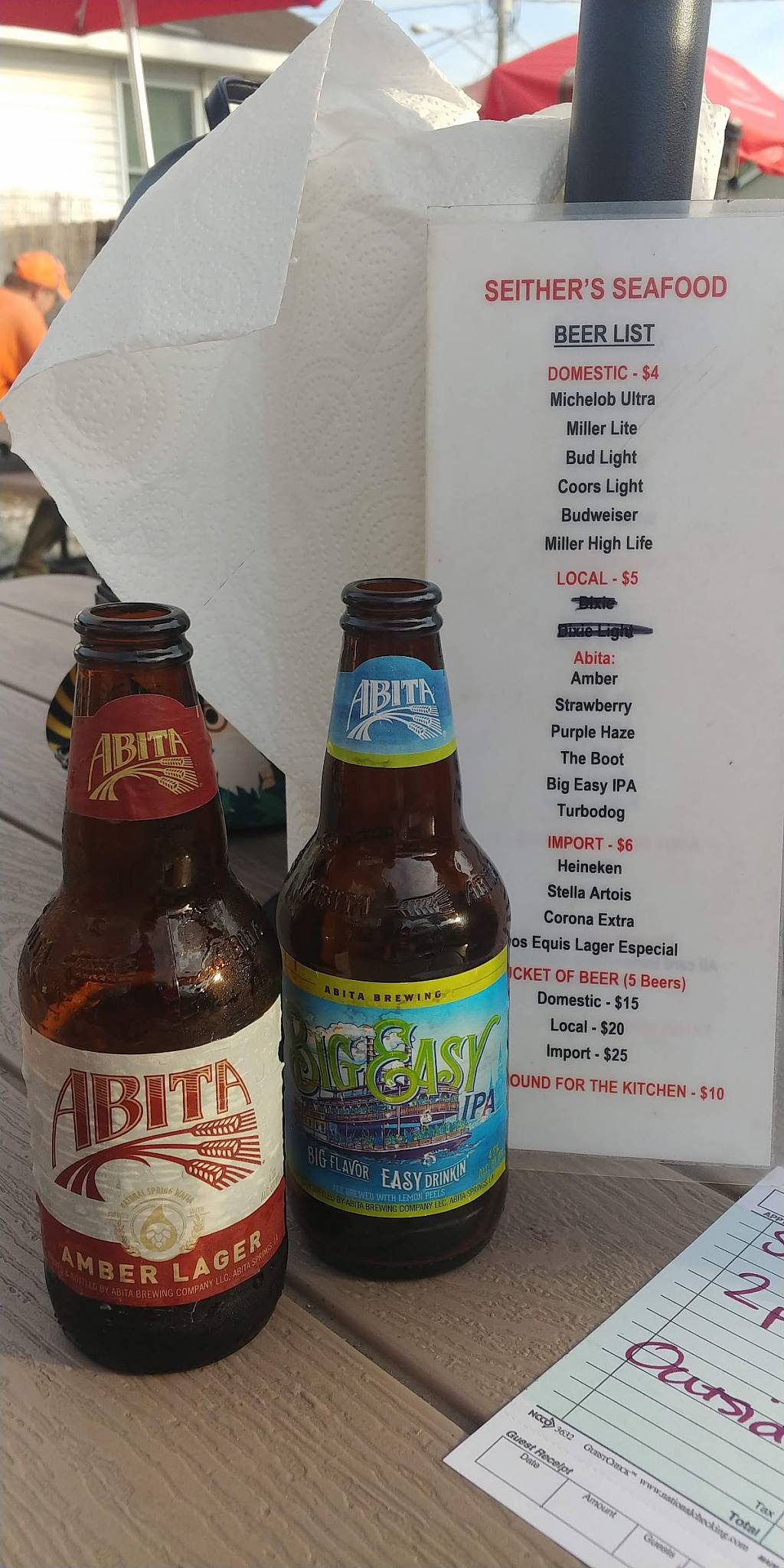 Menu at Seithers Seafood restaurant, Harahan