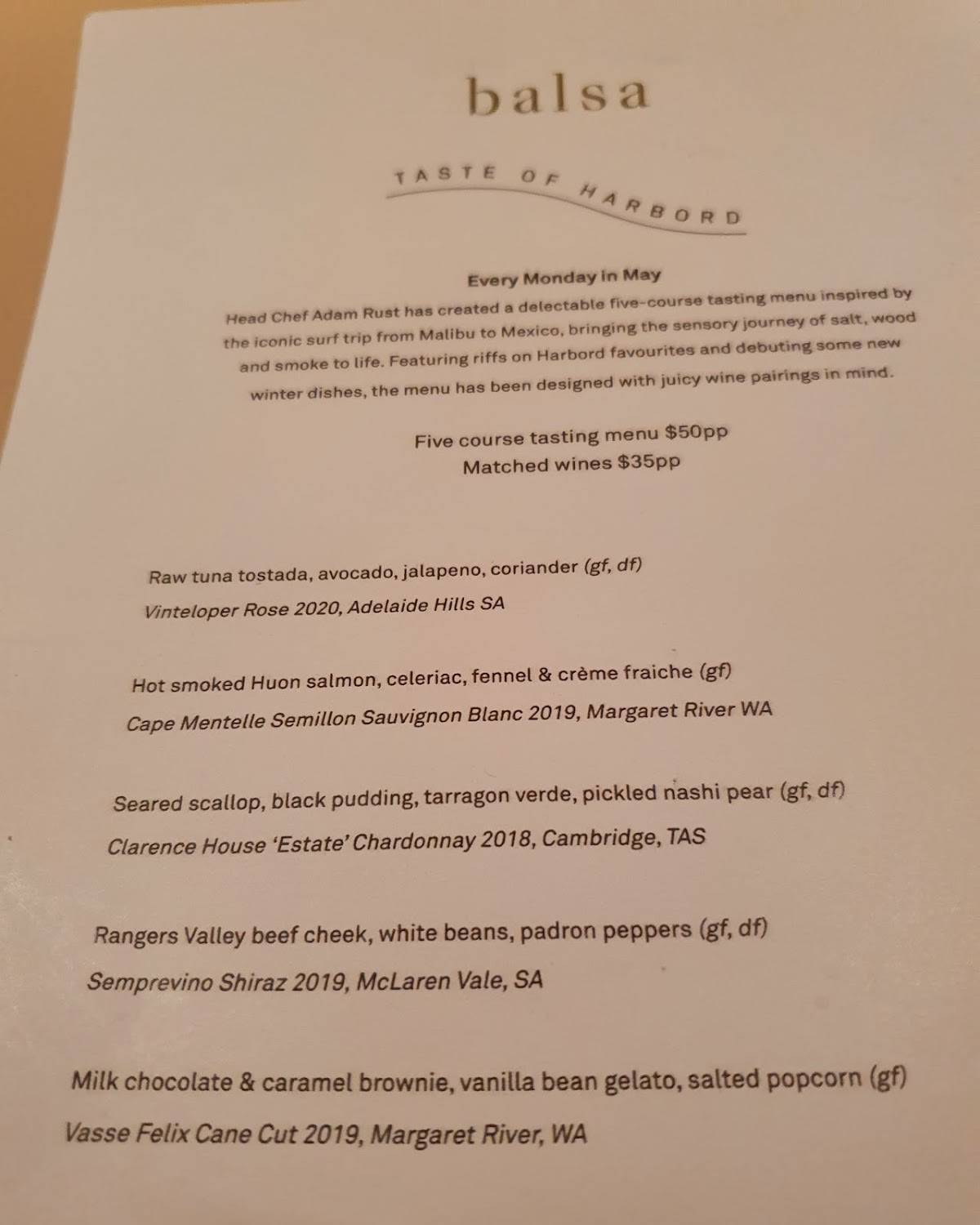 Menu at Harbord Hotel pub & bar, Freshwater, 29 Moore Rd