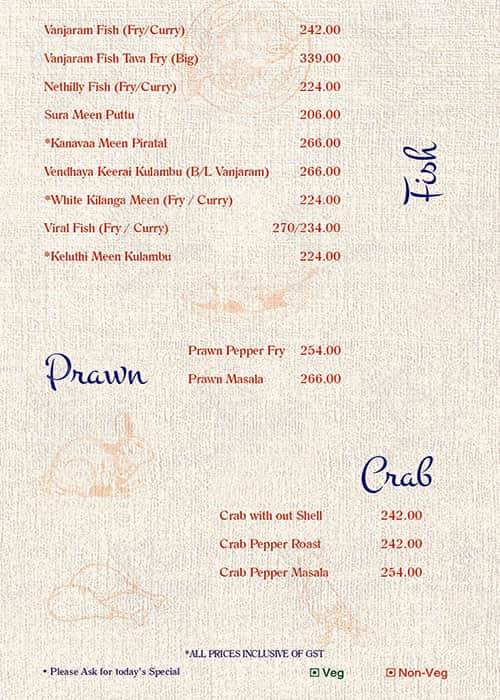 Hotel Kannappa menu