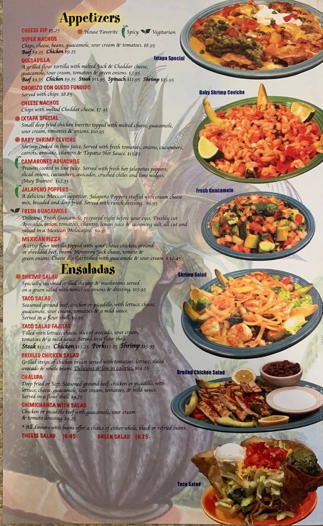 Menu at Ixtapa Mexican Restaurant, Hermiston