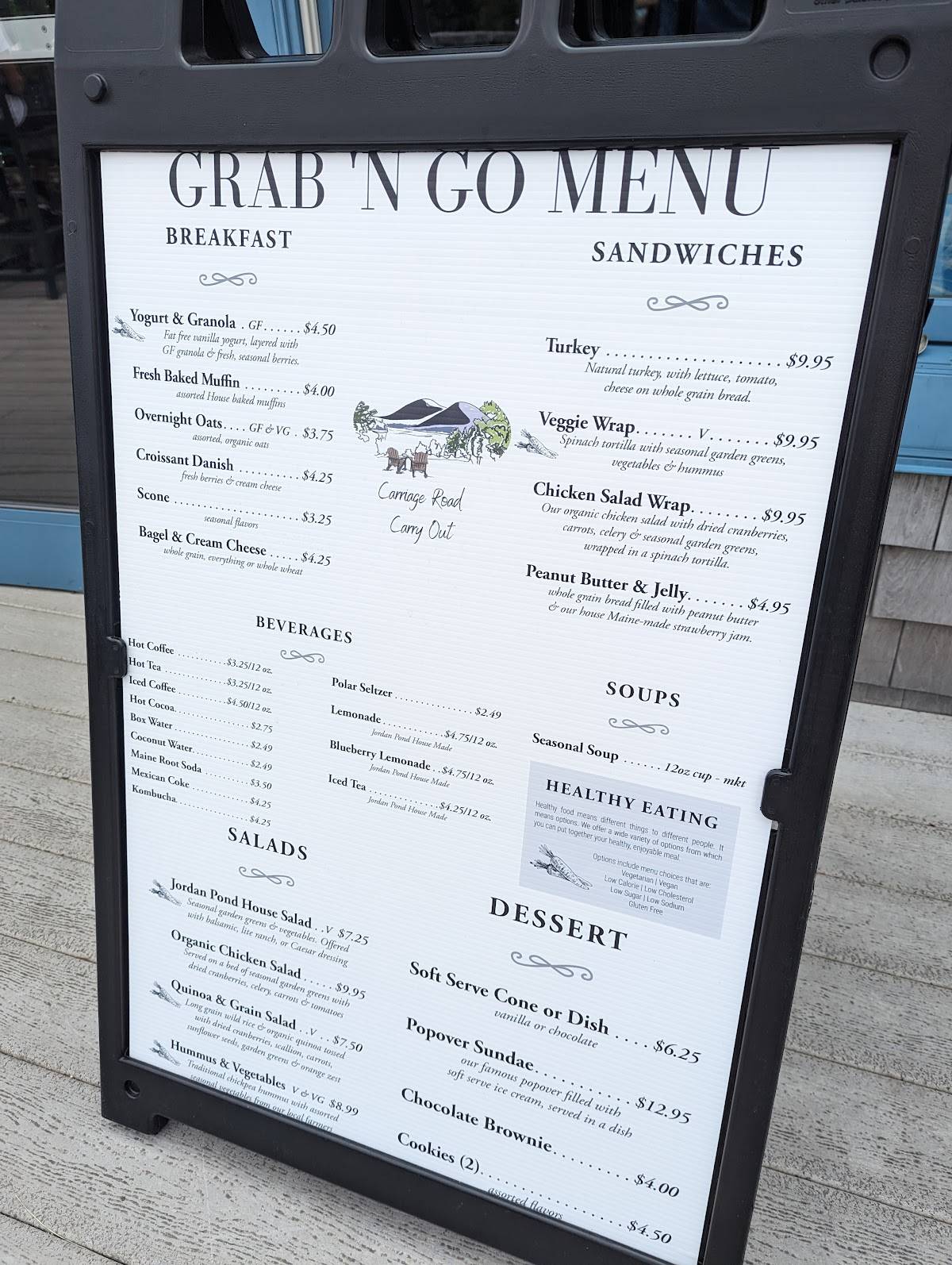 Menu at Jordan Pond House Restaurant, Mount Desert, Park Loop Rd