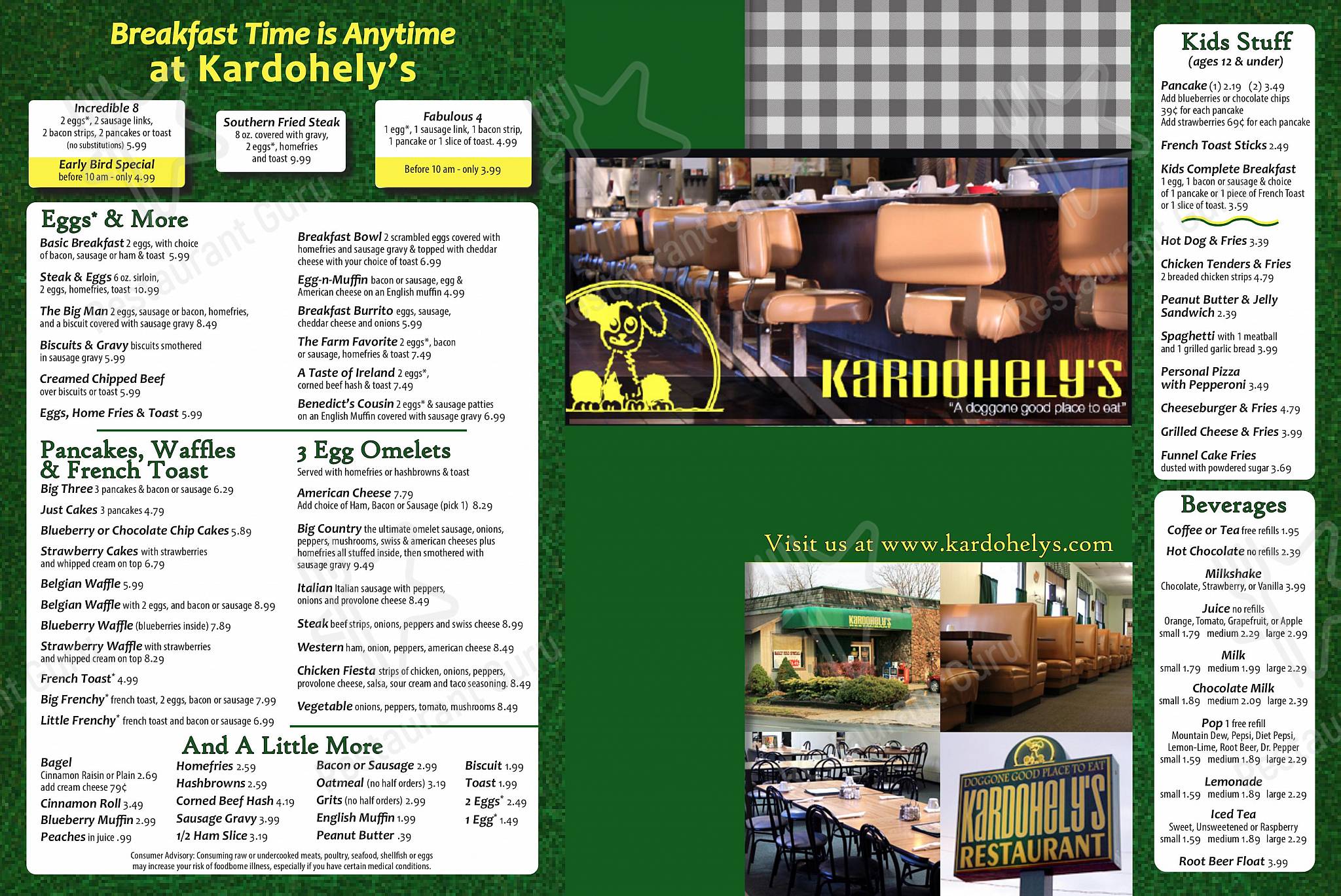 Menu at Kardohely's Family Restaurant, Ashtabula
