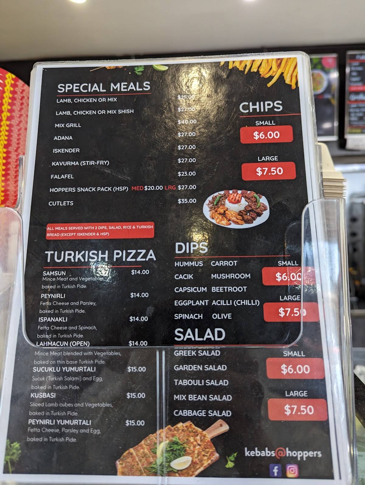 Menu at fast food, Hoppers Crossing