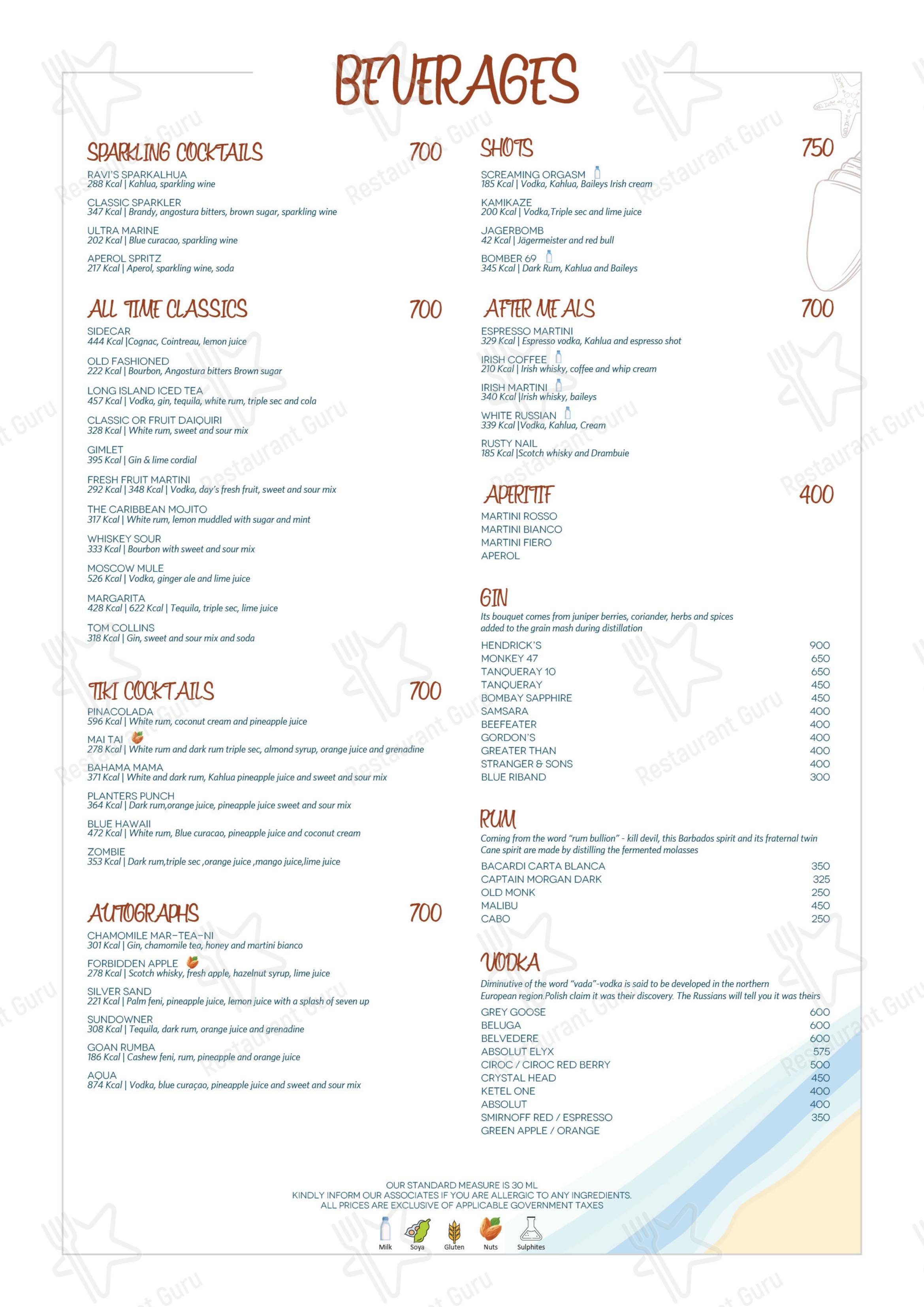Menu at Kokum Kitchen, Candolim, Taj Fort Aguada Resort & Spa