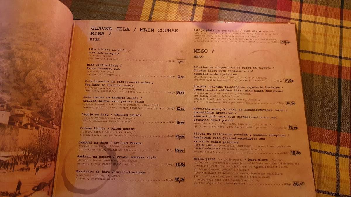 Menu at Konoba Scala Santa restaurant, Kotor