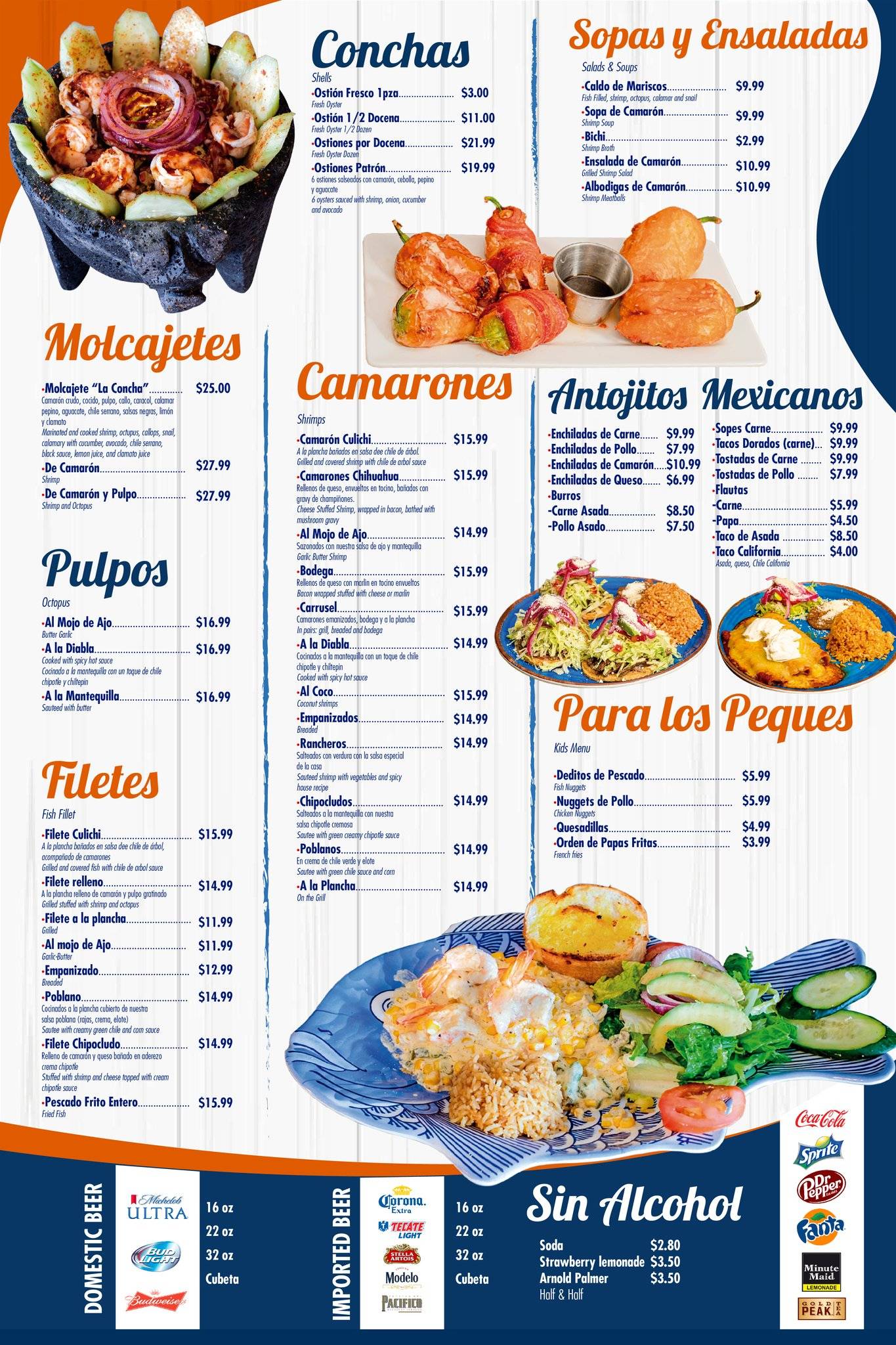 Carta del restaurante La Concha Mariscos y Antojitos Mexicanos, San