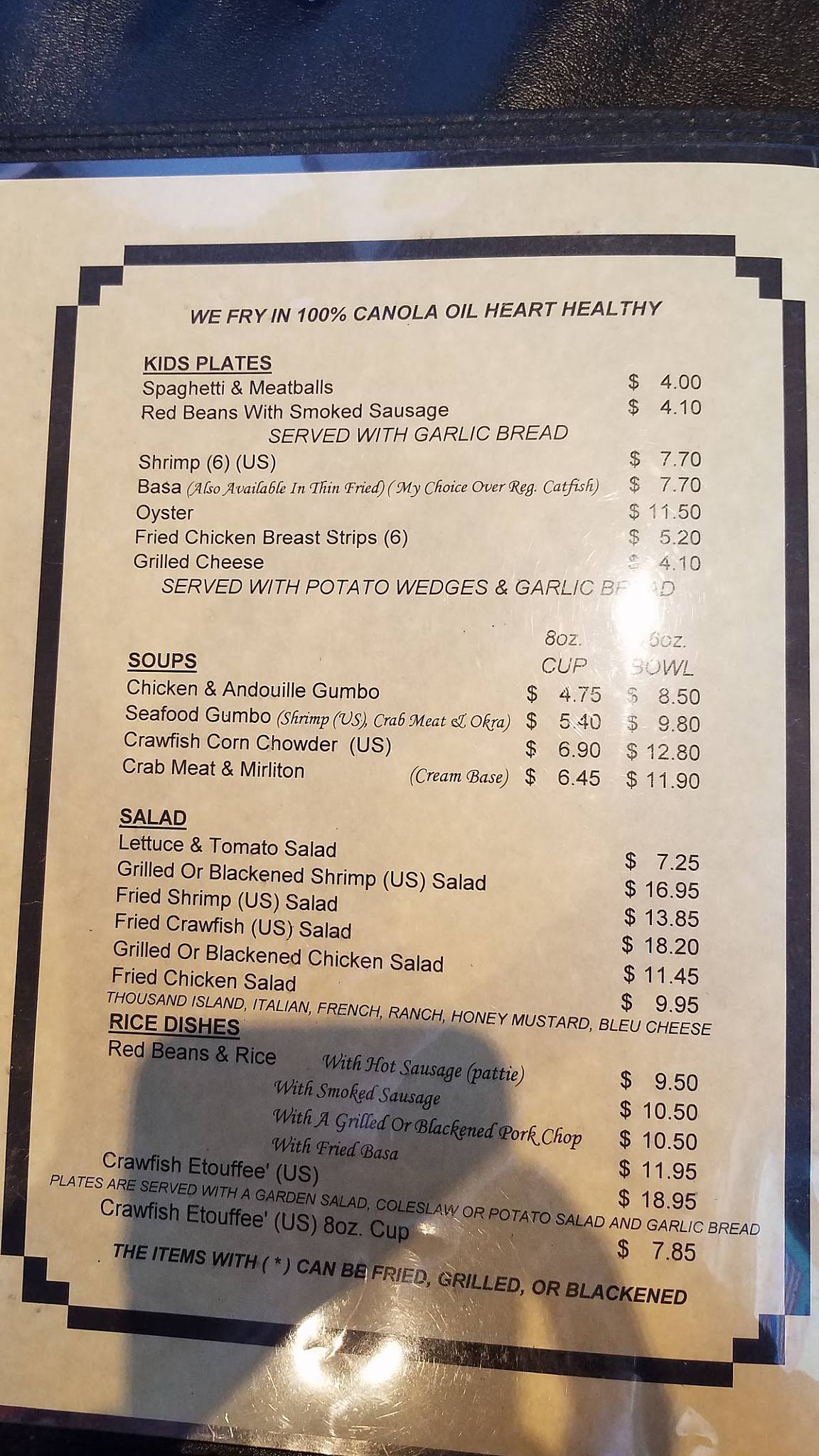 Menu at Pier 51 Seafood Restaurant & Oyster Bar, LaPlace