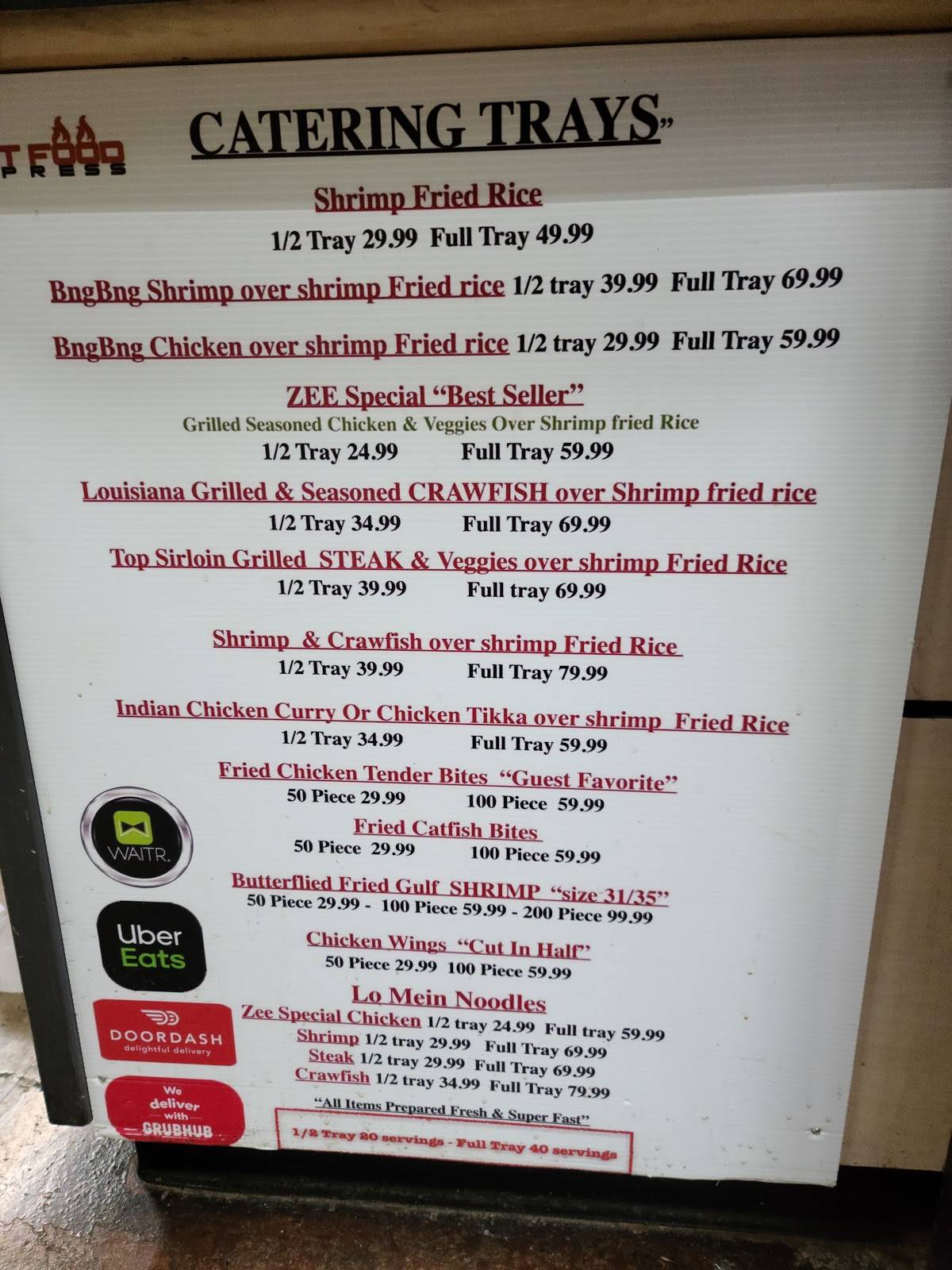 Menu at Hot Food Express pub & bar, Lafayette, Cameron St
