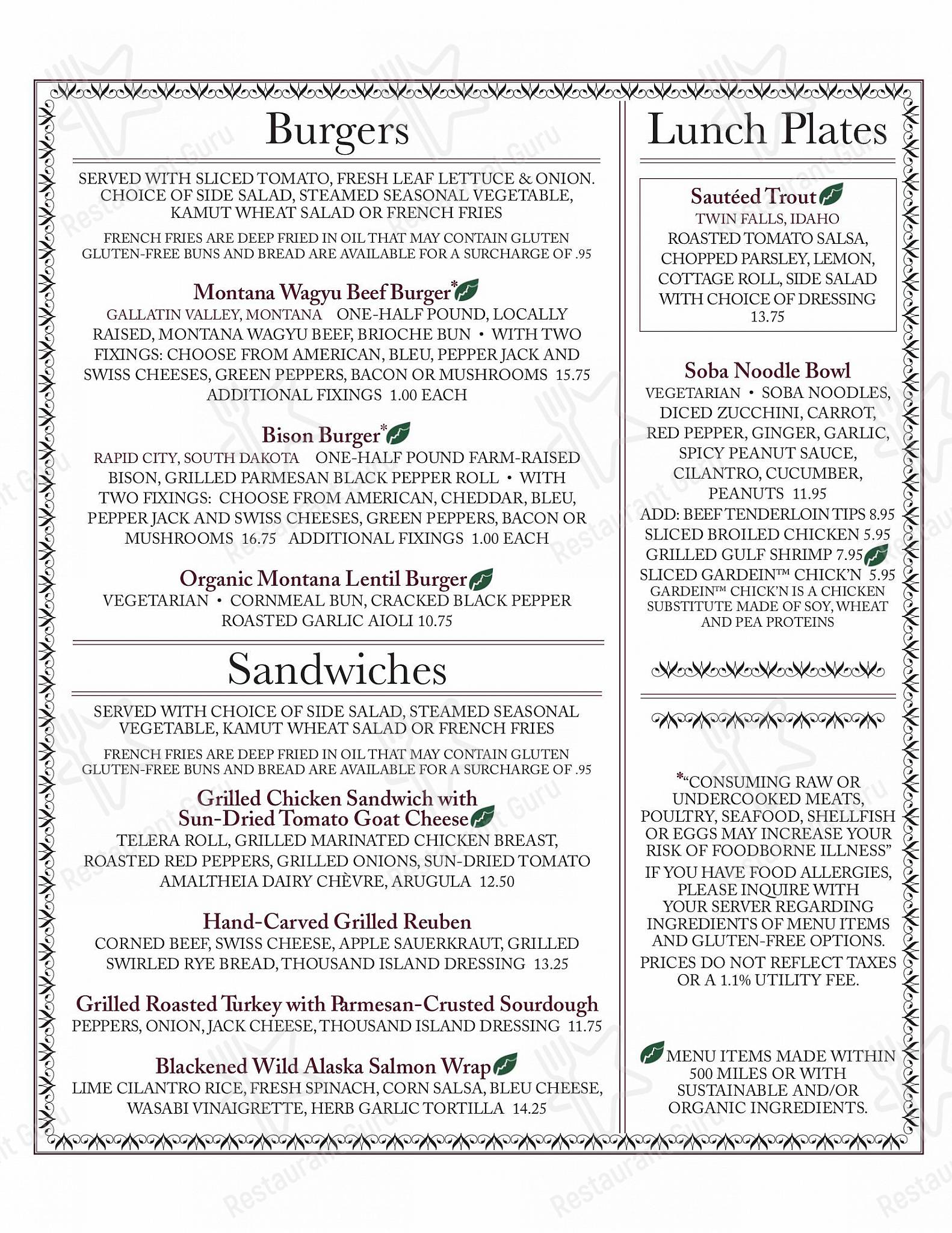 Lake Yellowstone Hotel Dining Room Menu - pv623xi