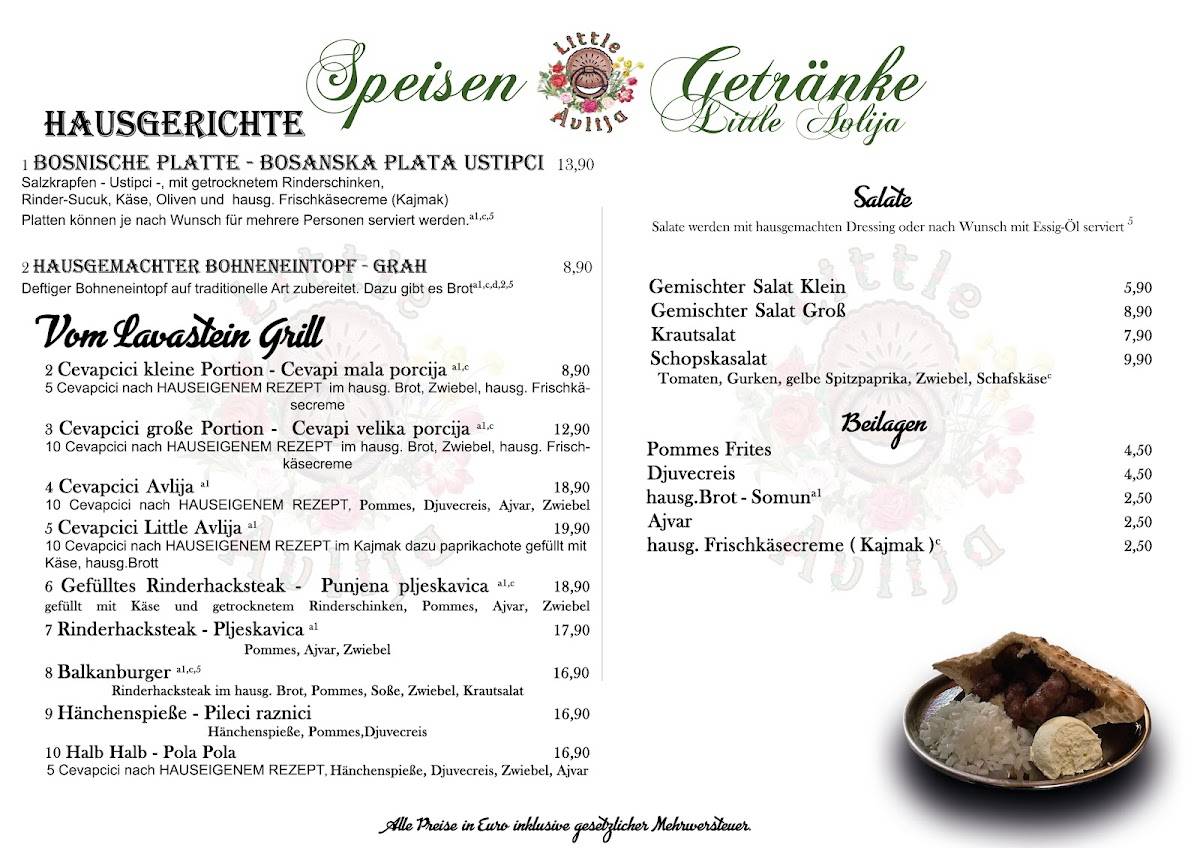 Speisekarte von Little Avlija restaurant, Landshut