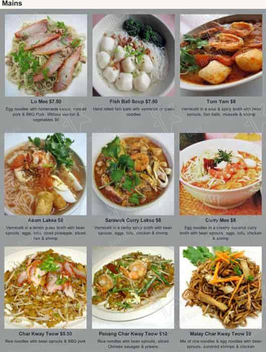 Malaysian Hut menu