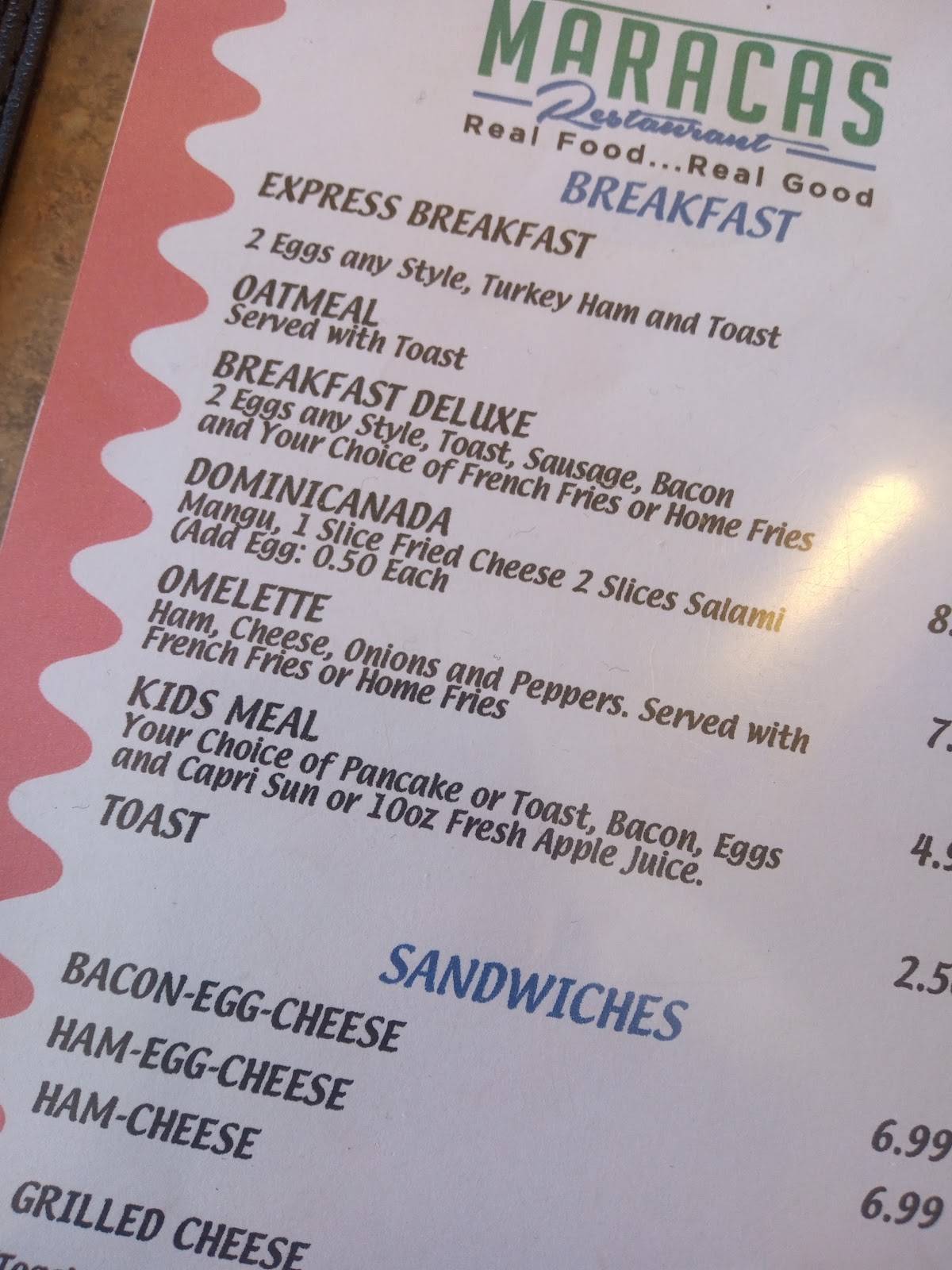 Menu at Maracas Restaurant, Kissimmee, S Orange Blossom Trail