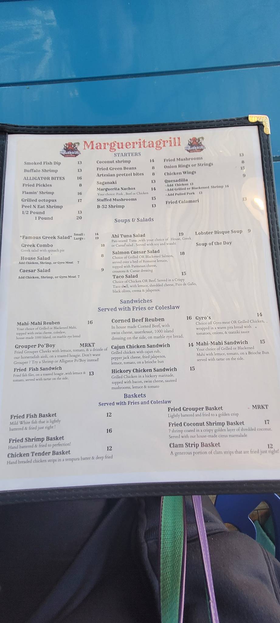 Menu at Marguerita Grill pub & bar, Homosassa, W Halls River Rd