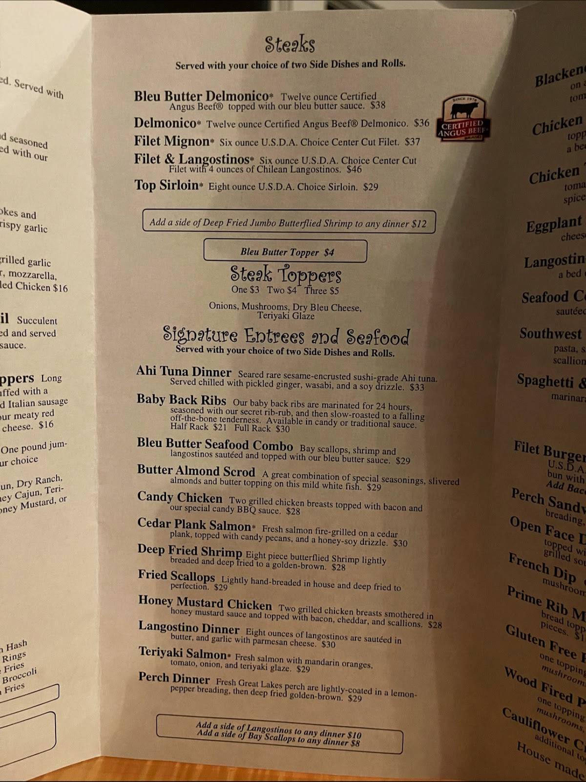 Menu at Martinis Restaurant & Lounge, Ashtabula