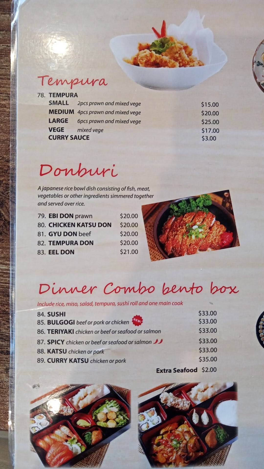 Menu at Moon Sushi Wollongong restaurant, Wollongong, 3/26 Gladstone Ave