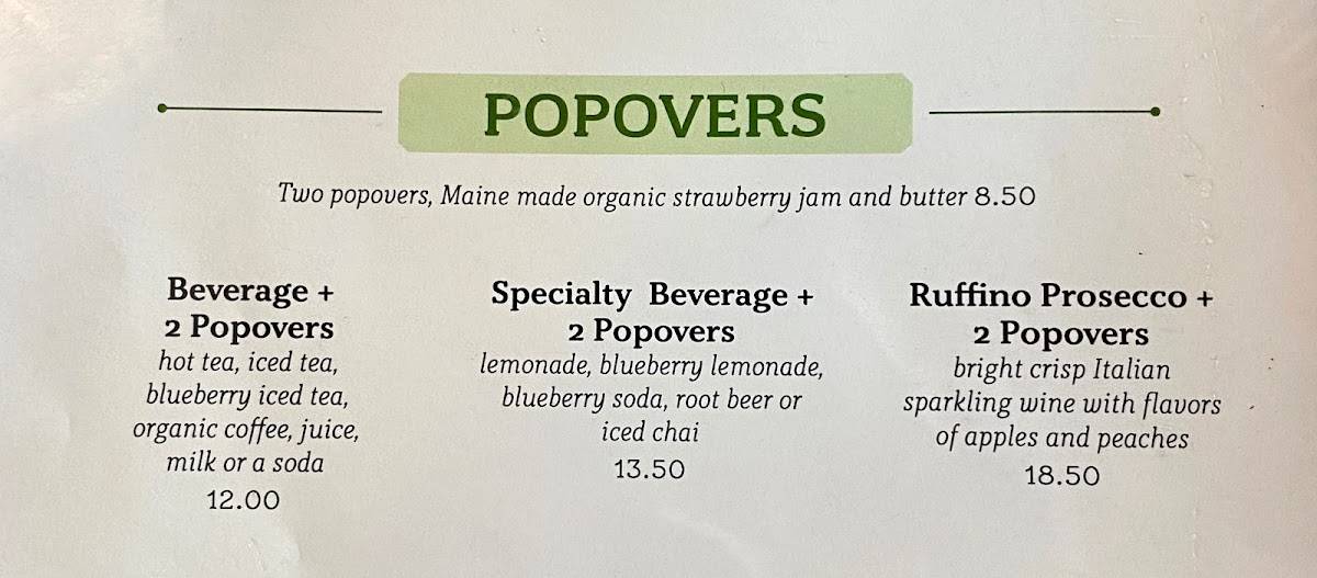Menu at Jordan Pond House Restaurant, Mount Desert, Park Loop Rd