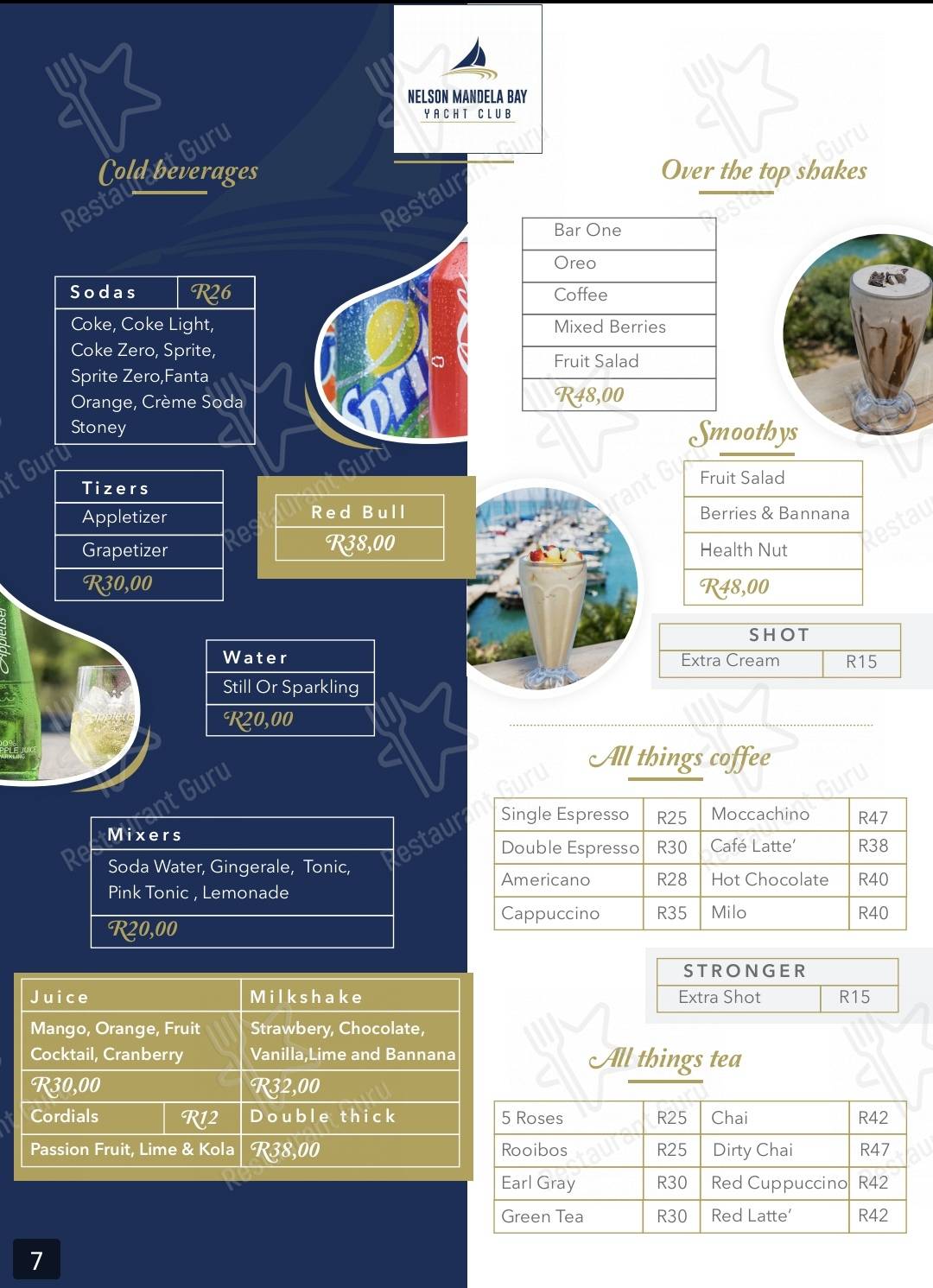 nelson mandela bay yacht club menu