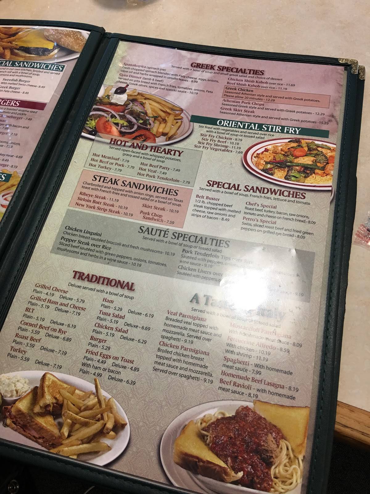 Menu at New Petros Restaurant, Hammond